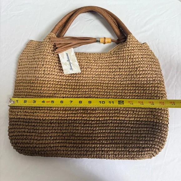 Tommy Bahama Brown Woven Straw Tote with Tassel - Picture 5 of 6